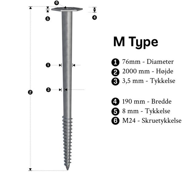 jordskrue 2000mm m t