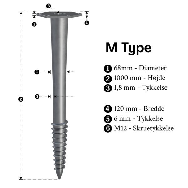 skruefundament 1000mm m t