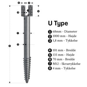 skruefundament 1000mm u t